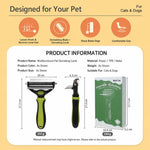HistoTree Pettine districante 2 in 1 per animali domestici e rastrello per la rimozione del sottopelo, con lame curve a doppia faccia, strumento districante sicuro