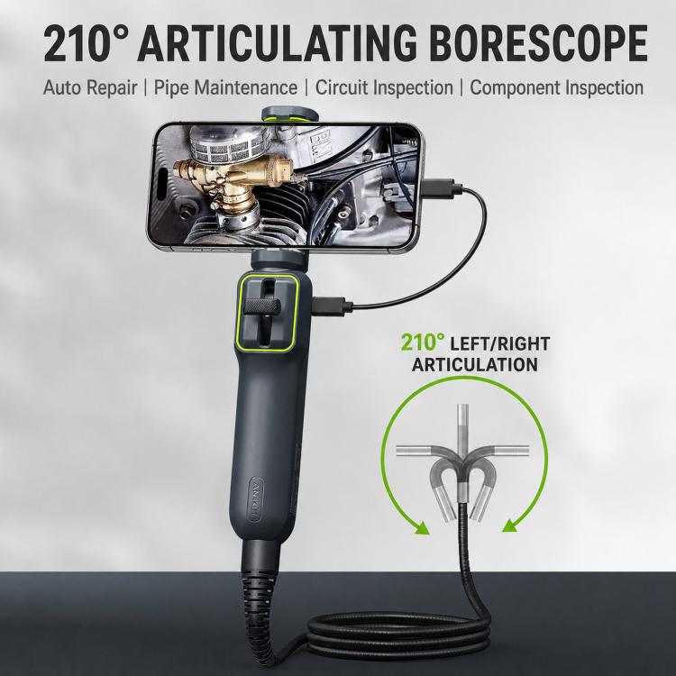 Endoscopio industriale ANYKIT AD100 ruotabile a 360 gradi, impermeabile IP67, HD, per riparazioni auto., AD100