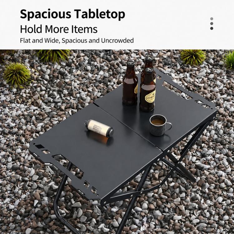 Tavolo da campeggio pieghevole in acciaio al carbonio, portatile per picnic all'aperto., With Light Stand, Single Table