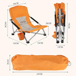 Sedia da spiaggia pieghevole, ideale per picnic, campeggio e relax su prato, con schienale in rete traspirante e portabicchiere.