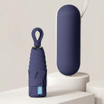 Ombrello a capsula pieghevole 5x5 con custodia, rivestimento nero, protezione UV, parasole