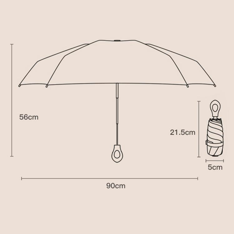 Ombrello a capsula pieghevole 5x5 con custodia, rivestimento nero, protezione UV, parasole