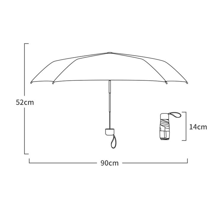 Mini ombrellone pieghevole a 6 sezioni, con doppia protezione UV, ideale per pioggia e sole., No Box, With Box