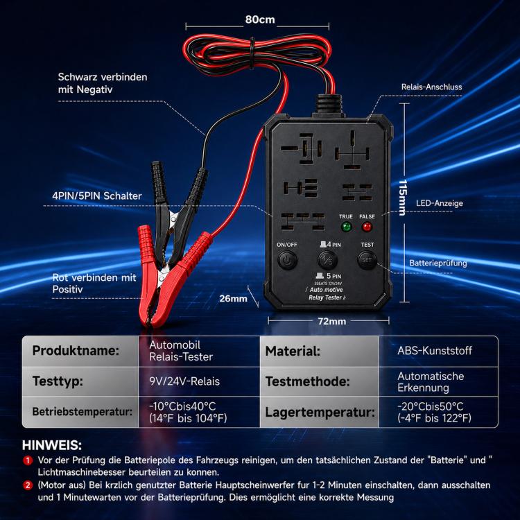 Tester per relè automobilistici 12V 24V, universale a 5 prese, per relè a 4 e 5 pin, strumento diagnostico per auto.