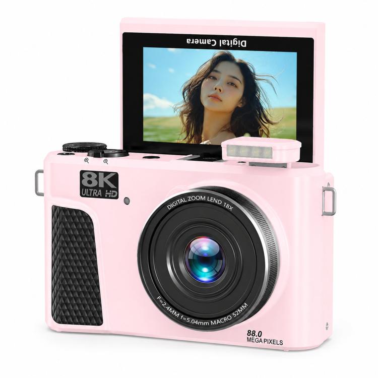 Videocamera digitale 8K con schermo IPS da 3 pollici, zoom 18x, autofocus, Wi-Fi e fotocamera micro, White No Memory Card, Black No Memory Card, Pink No Memory Card, White 32GB Memory Card+USB Card Reader, Black 32GB Memory Card+USB Card Reader        ...
