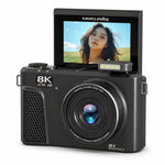 Videocamera digitale 8K con schermo IPS da 3 pollici, zoom 18x, autofocus, Wi-Fi e fotocamera micro, White No Memory Card, Black No Memory Card, Pink No Memory Card, White 32GB Memory Card+USB Card Reader, Black 32GB Memory Card+USB Card Reader        ...