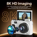 Videocamera digitale 8K con schermo IPS da 3 pollici, zoom 18x, autofocus, Wi-Fi e fotocamera micro, White No Memory Card, Black No Memory Card, Pink No Memory Card, White 32GB Memory Card+USB Card Reader, Black 32GB Memory Card+USB Card Reader        ...