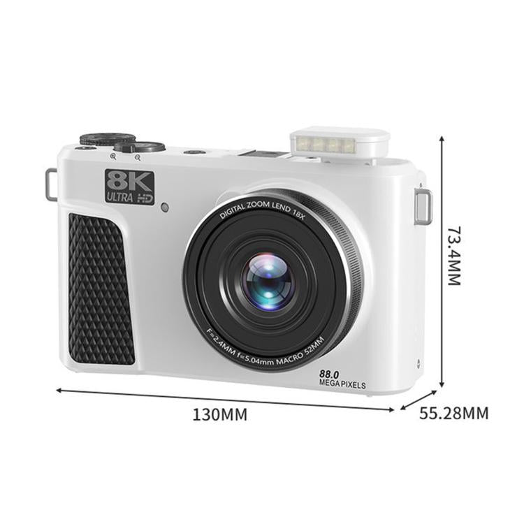Videocamera digitale 8K con schermo IPS da 3 pollici, zoom 18x, autofocus, Wi-Fi e fotocamera micro, White No Memory Card, Black No Memory Card, Pink No Memory Card, White 32GB Memory Card+USB Card Reader, Black 32GB Memory Card+USB Card Reader        ...