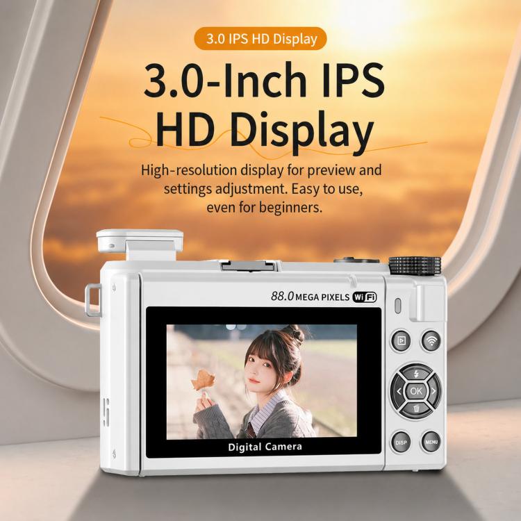 Videocamera digitale 8K con schermo IPS da 3 pollici, zoom 18x, autofocus, Wi-Fi e fotocamera micro, White No Memory Card, Black No Memory Card, Pink No Memory Card, White 32GB Memory Card+USB Card Reader, Black 32GB Memory Card+USB Card Reader        ...