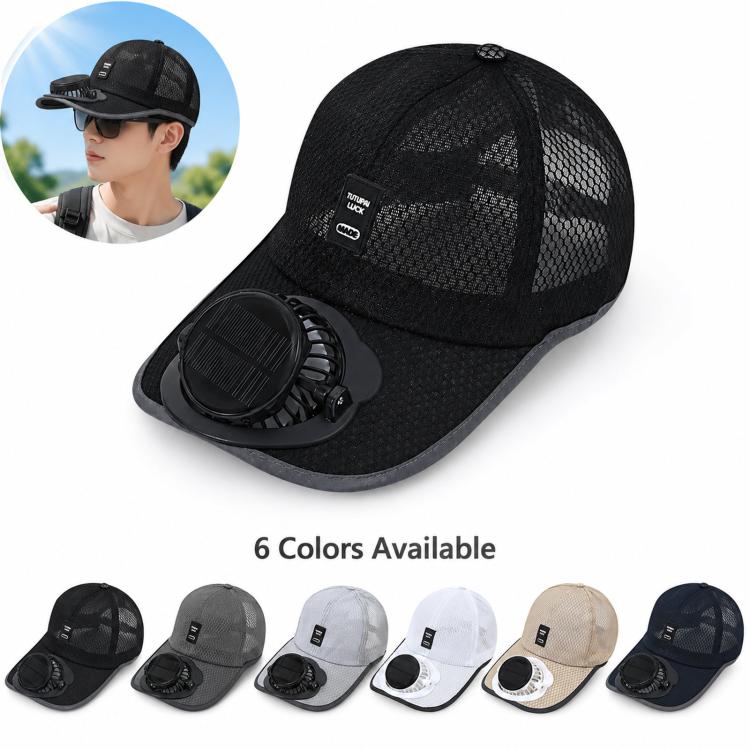 Cappello con ventilatore solare a 3 velocità regolabile, ricaricabile, parasole, visiera da baseball traspirante in rete