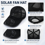 Cappello con ventilatore solare a 3 velocità regolabile, ricaricabile, parasole, visiera da baseball traspirante in rete