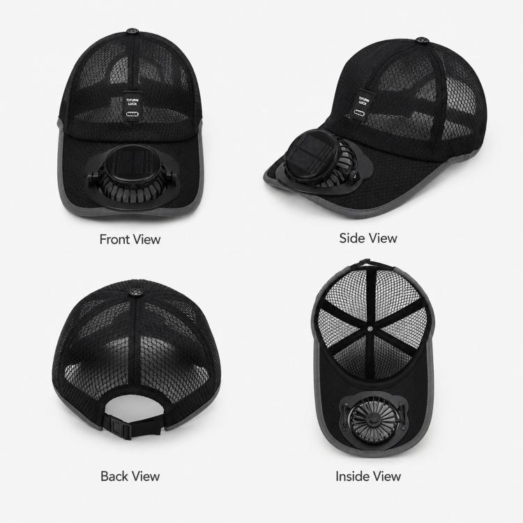 Cappello con ventilatore solare a 3 velocità regolabile, ricaricabile, parasole, visiera da baseball traspirante in rete