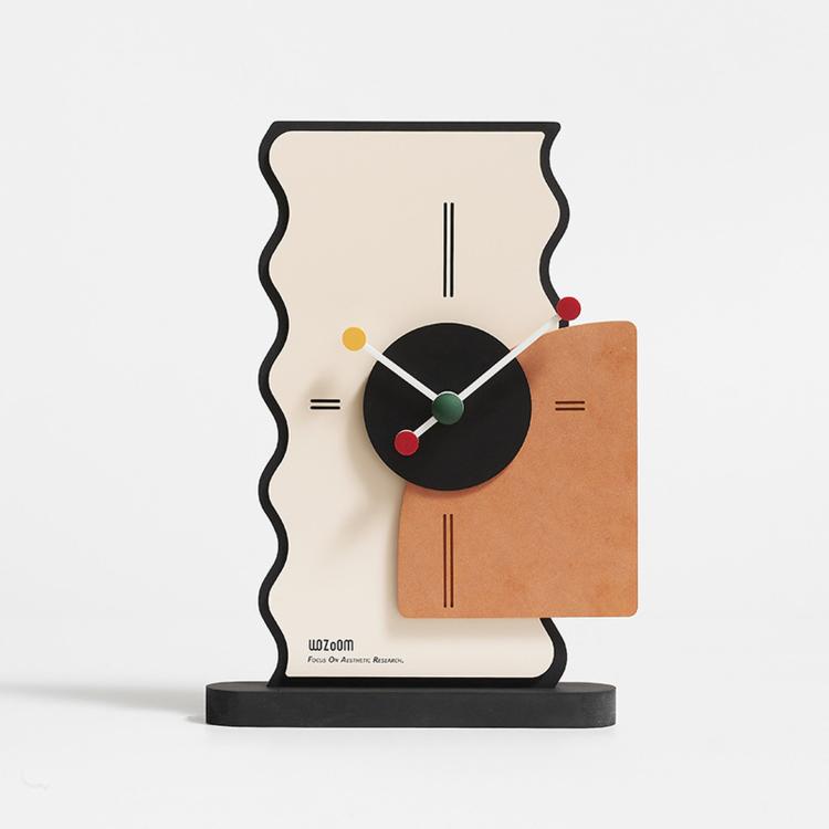 wozoom Orologio da scrivania geometrico silenzioso in acrilico per camera da letto e soggiorno, Digital Cream Orange, Digital Cream Black, Simple Cream Orange, Simple Cream Black, Digital With Second Hand Cream Orange, Digital With Second Hand Cream Black