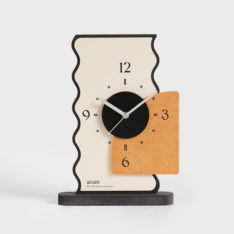 wozoom Orologio da scrivania geometrico silenzioso in acrilico per camera da letto e soggiorno, Digital Cream Orange, Digital Cream Black, Simple Cream Orange, Simple Cream Black, Digital With Second Hand Cream Orange, Digital With Second Hand Cream Black