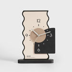 wozoom Orologio da scrivania geometrico silenzioso in acrilico per camera da letto e soggiorno, Digital Cream Orange, Digital Cream Black, Simple Cream Orange, Simple Cream Black, Digital With Second Hand Cream Orange, Digital With Second Hand Cream Black