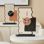 wozoom Orologio da scrivania geometrico silenzioso in acrilico per camera da letto e soggiorno, Digital Cream Orange, Digital Cream Black, Simple Cream Orange, Simple Cream Black, Digital With Second Hand Cream Orange, Digital With Second Hand Cream Black