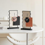 wozoom Orologio da scrivania geometrico silenzioso in acrilico per camera da letto e soggiorno, Digital Cream Orange, Digital Cream Black, Simple Cream Orange, Simple Cream Black, Digital With Second Hand Cream Orange, Digital With Second Hand Cream Black
