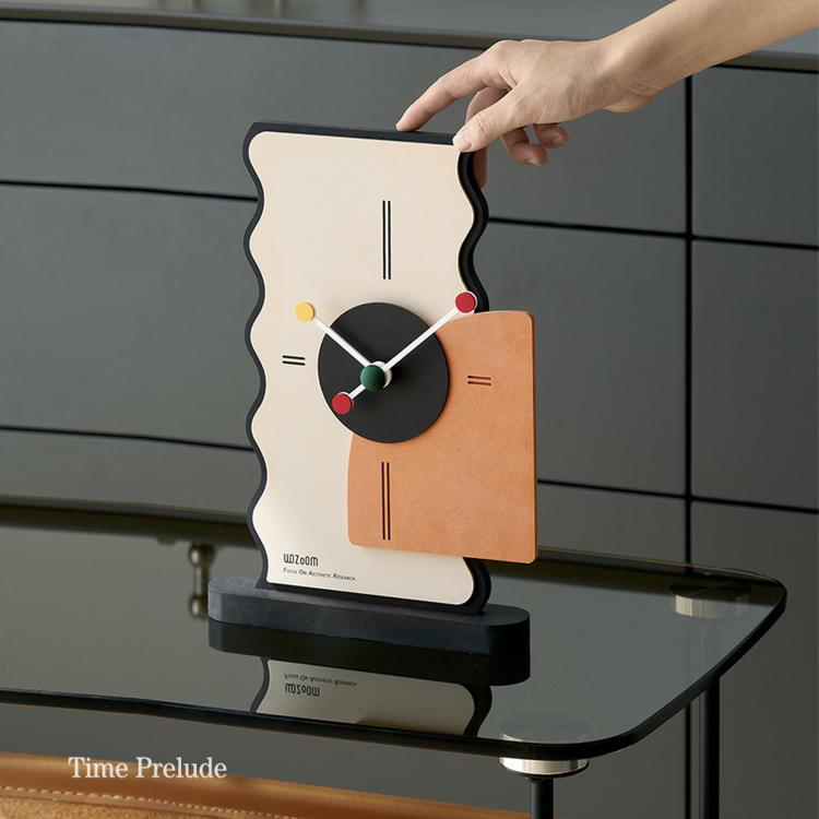 wozoom Orologio da scrivania geometrico silenzioso in acrilico per camera da letto e soggiorno, Digital Cream Orange, Digital Cream Black, Simple Cream Orange, Simple Cream Black, Digital With Second Hand Cream Orange, Digital With Second Hand Cream Black