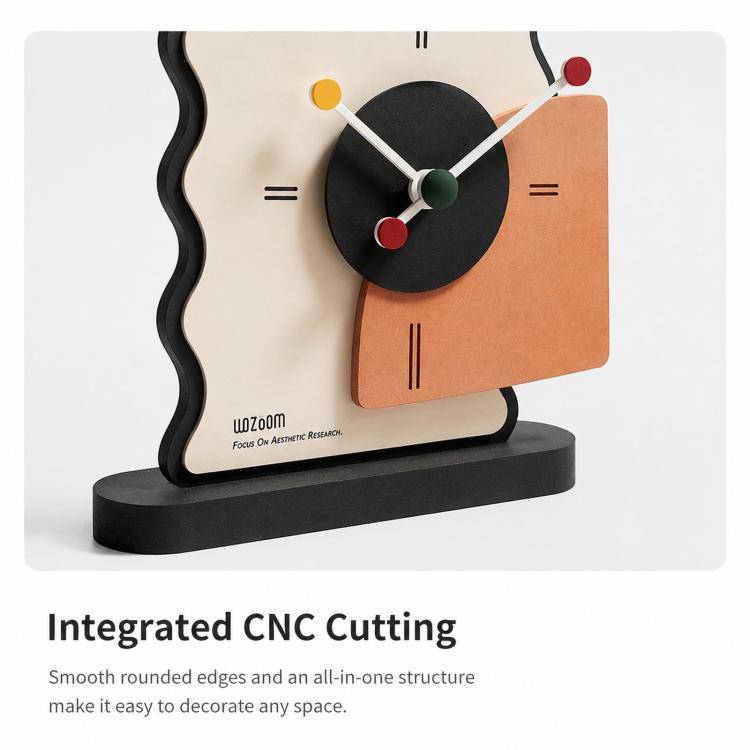 wozoom Orologio da scrivania geometrico silenzioso in acrilico per camera da letto e soggiorno, Digital Cream Orange, Digital Cream Black, Simple Cream Orange, Simple Cream Black, Digital With Second Hand Cream Orange, Digital With Second Hand Cream Black