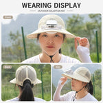Cappello solare a tesa larga con display LED e ricarica Type-C