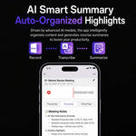 Registratore vocale con smart card AI FW922H per riunioni in ufficio, riconoscimento di 152 lingue, fissaggio magnetico., FW922H