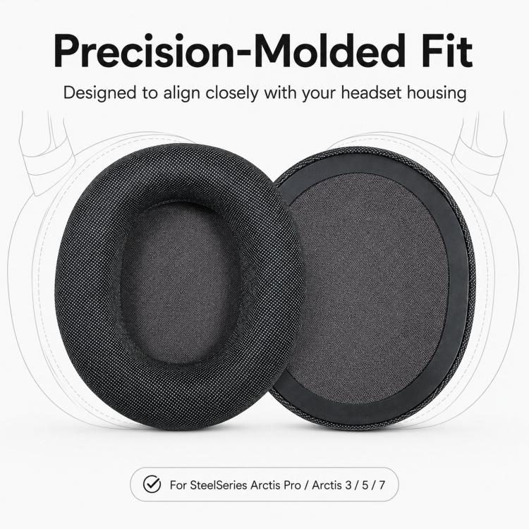 2 cuscinetti auricolari di ricambio per Steelseries Arctis Pro / Arctis 3 / 5 / 7, in tessuto a rete traspirante, ideali per lo sport.