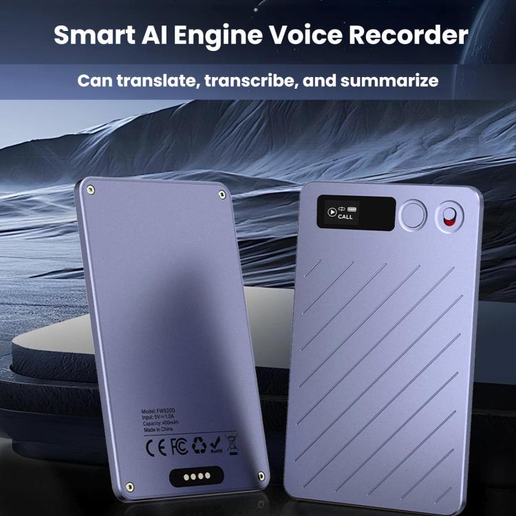 Registratore vocale portatile ultrasottile FW920DLT con scheda, trascrizione del testo tramite IA e registrazione audio riassuntiva intelligente., FW920DLT