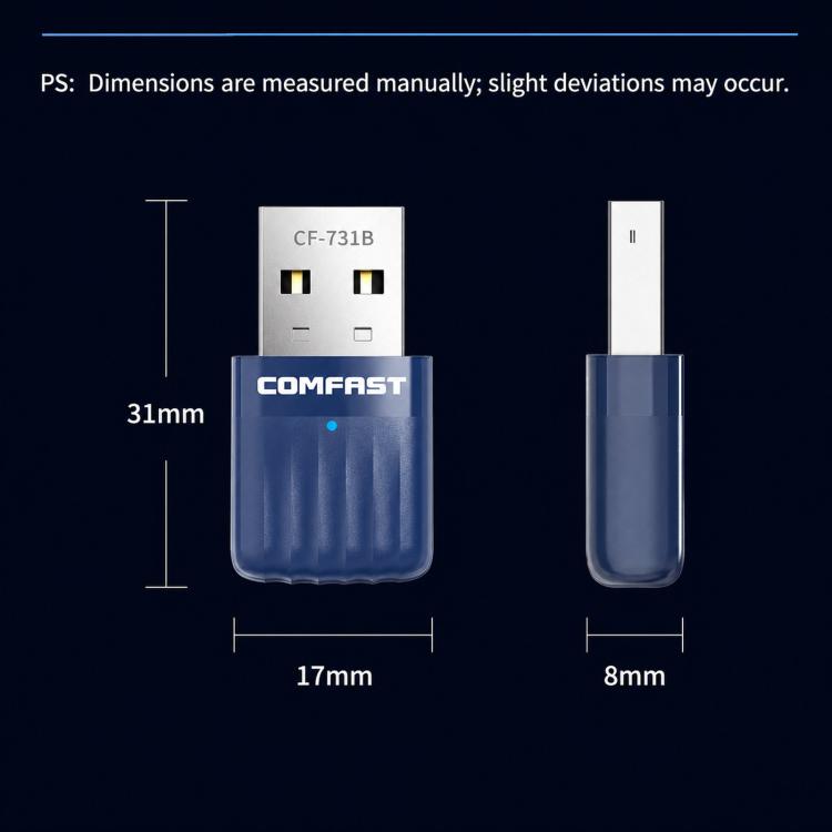 Adattatore USB COMFAST CF-731B WiFi 6 Bluetooth 5.4 AX600 Dual Band 2.4G/5G per rete wireless., CF-731B