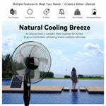 Ventilatore a piantana solare con batteria da 18000 mAh, 16 pollici.