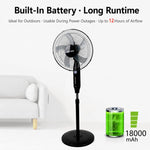 Ventilatore a piantana solare con batteria da 18000 mAh, 16 pollici.