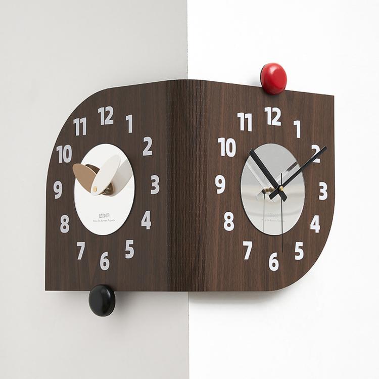 Orologio da parete angolare wozoom, a doppia faccia, con avvolgimento a 90 gradi, al quarzo., Beige, Dark Brown, Orange, Beige Swing Style 1, Beige Swing Style 2