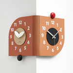 Orologio da parete angolare wozoom, a doppia faccia, con avvolgimento a 90 gradi, al quarzo., Beige, Dark Brown, Orange, Beige Swing Style 1, Beige Swing Style 2