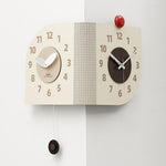 Orologio da parete angolare wozoom, a doppia faccia, con avvolgimento a 90 gradi, al quarzo., Beige, Dark Brown, Orange, Beige Swing Style 1, Beige Swing Style 2