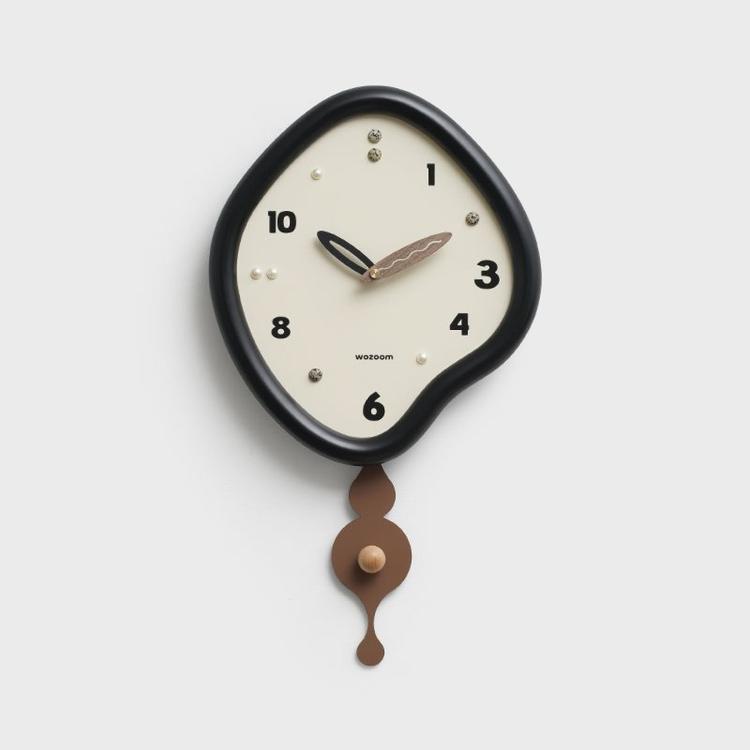 Orologio da parete a pendolo irregolare Wozoom, orologio al quarzo silenzioso per l'arredamento del soggiorno.