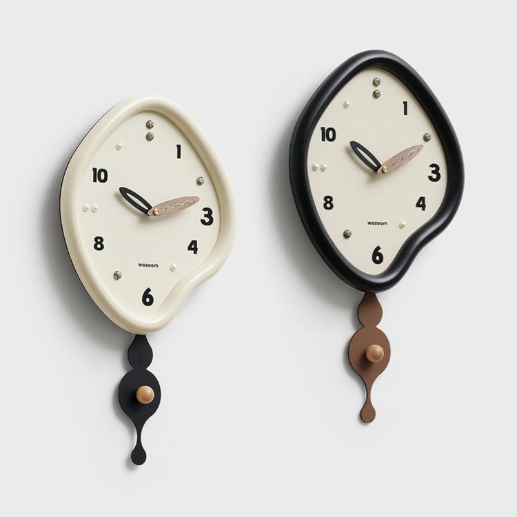 Orologio da parete a pendolo irregolare Wozoom, orologio al quarzo silenzioso per l'arredamento del soggiorno.
