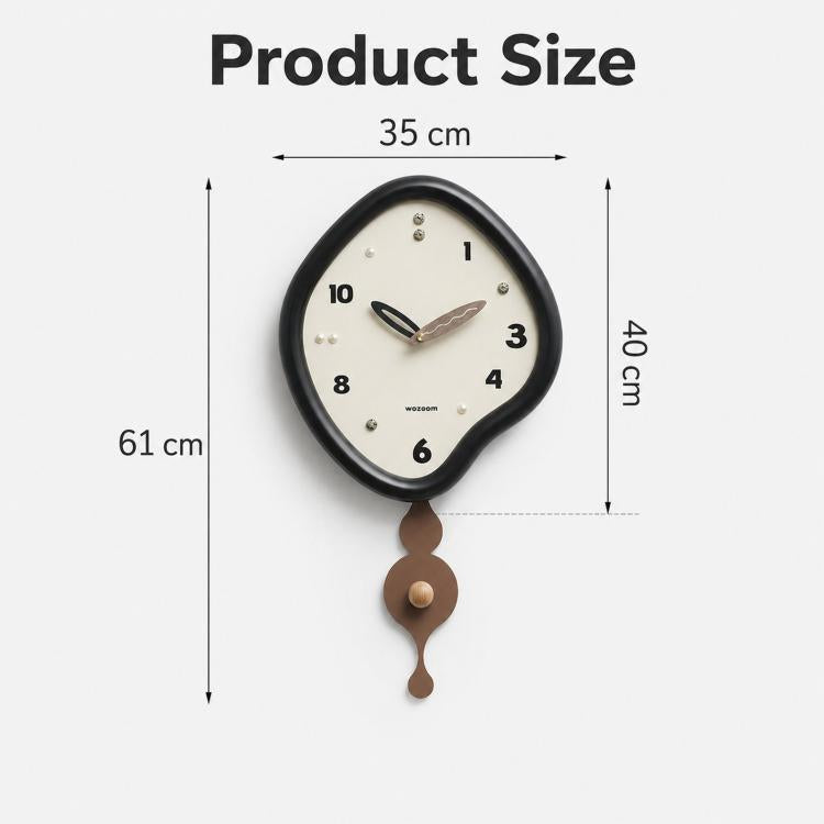 Orologio da parete a pendolo irregolare Wozoom, orologio al quarzo silenzioso per l'arredamento del soggiorno.