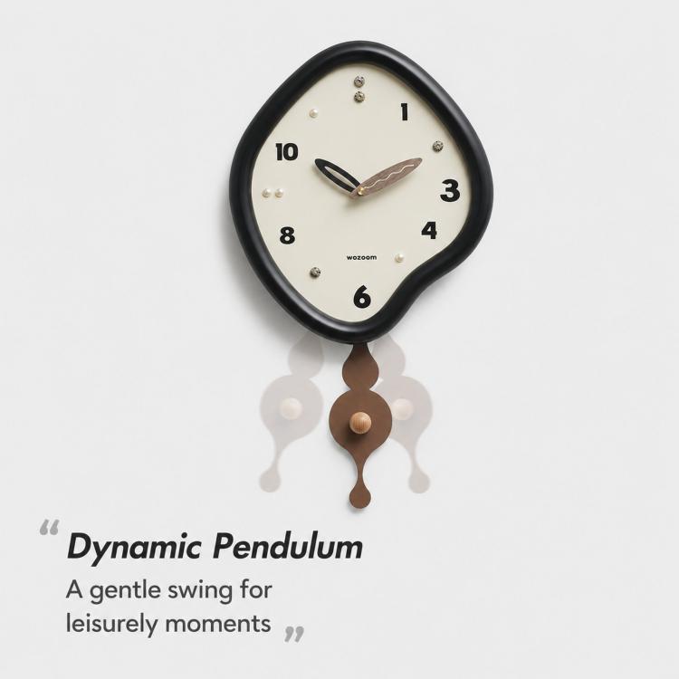Orologio da parete a pendolo irregolare Wozoom, orologio al quarzo silenzioso per l'arredamento del soggiorno.