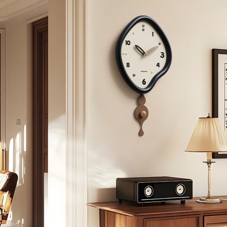 Orologio da parete a pendolo irregolare Wozoom, orologio al quarzo silenzioso per l'arredamento del soggiorno.