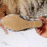 Sandali donna con zeppa 10 cm motivo floreale