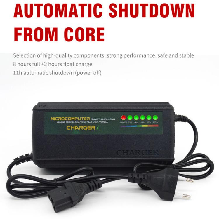 Caricabatterie con spegnimento automatico per monopattino elettrico e e-bike, spina europea., 48V 40-45AH, 48V 50-52AH, 48V 58AH, 60V 12-14AH, 60V 20AH, 60V 30-35AH, 60V 40-45AH, 60V 50-52AH, 60V 58AH, 72V 12AH, 72V 20AH, 72V 30-35AH, 72V 40-45AH      ...