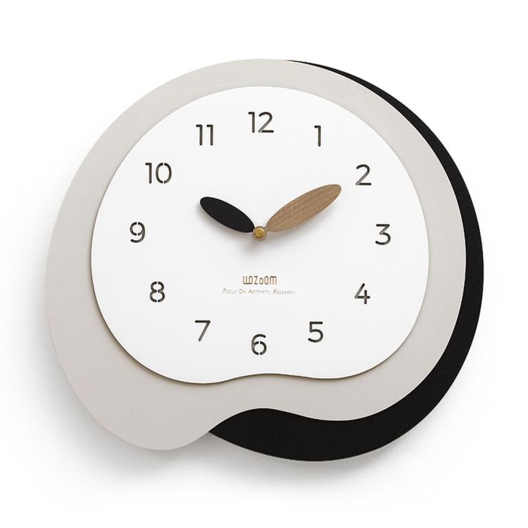 wozoom Orologio da parete moderno e irregolare, silenzioso, decorativo, al quarzo, in legno, per soggiorno, Beige Blue With Second Hand, Beige Blue, Green Beige, Black Gray, Beige Blue 3D, Green Beige 3D, Black Gray 3D