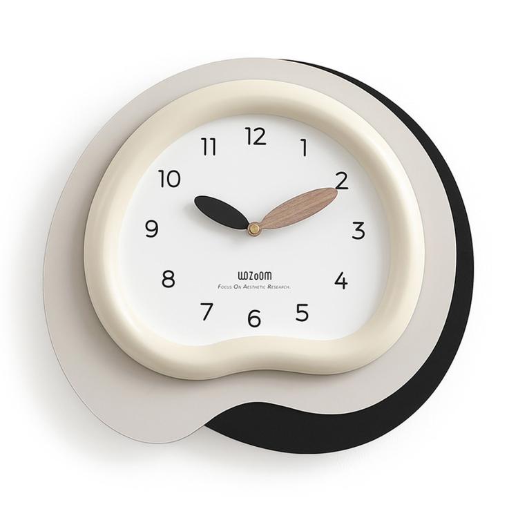 wozoom Orologio da parete moderno e irregolare, silenzioso, decorativo, al quarzo, in legno, per soggiorno, Beige Blue With Second Hand, Beige Blue, Green Beige, Black Gray, Beige Blue 3D, Green Beige 3D, Black Gray 3D