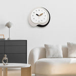 wozoom Orologio da parete moderno e irregolare, silenzioso, decorativo, al quarzo, in legno, per soggiorno, Beige Blue With Second Hand, Beige Blue, Green Beige, Black Gray, Beige Blue 3D, Green Beige 3D, Black Gray 3D