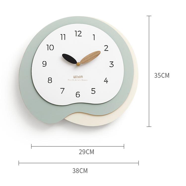 wozoom Orologio da parete moderno e irregolare, silenzioso, decorativo, al quarzo, in legno, per soggiorno, Beige Blue With Second Hand, Beige Blue, Green Beige, Black Gray, Beige Blue 3D, Green Beige 3D, Black Gray 3D