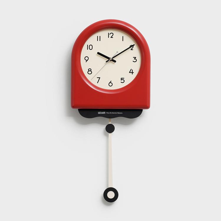 wozoom Orologio da parete a pendolo moderno, silenzioso, decorativo, in stile crema, per soggiorno, Medium With Second Hand Red, Medium Beige, Medium Red, Large Beige, Large Red