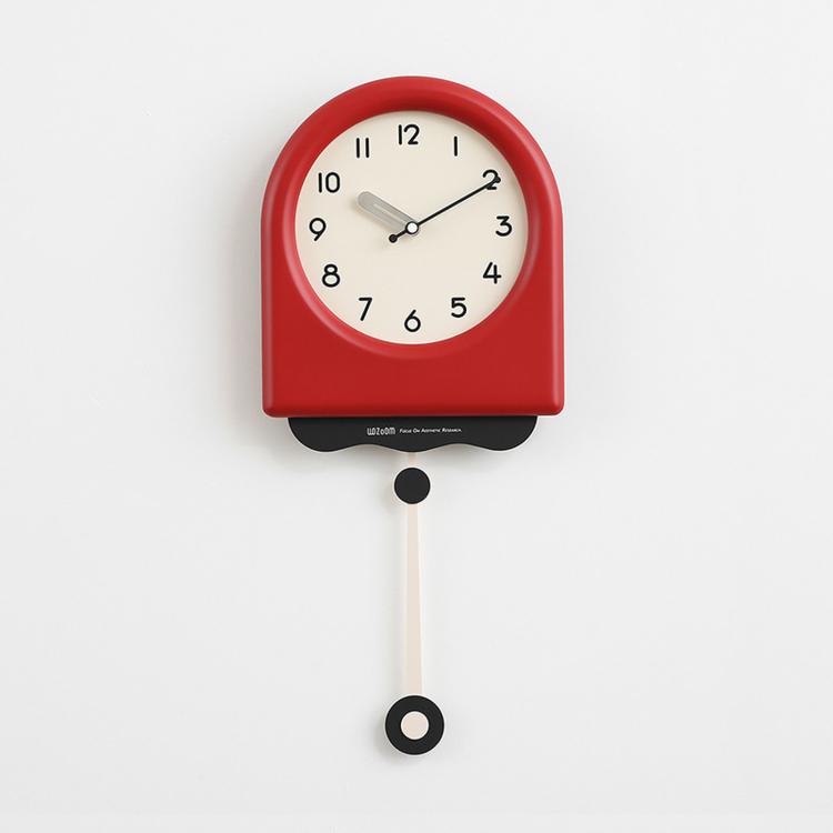 wozoom Orologio da parete a pendolo moderno, silenzioso, decorativo, in stile crema, per soggiorno, Medium With Second Hand Red, Medium Beige, Medium Red, Large Beige, Large Red