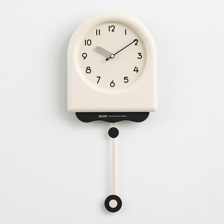 wozoom Orologio da parete a pendolo moderno, silenzioso, decorativo, in stile crema, per soggiorno, Medium With Second Hand Red, Medium Beige, Medium Red, Large Beige, Large Red