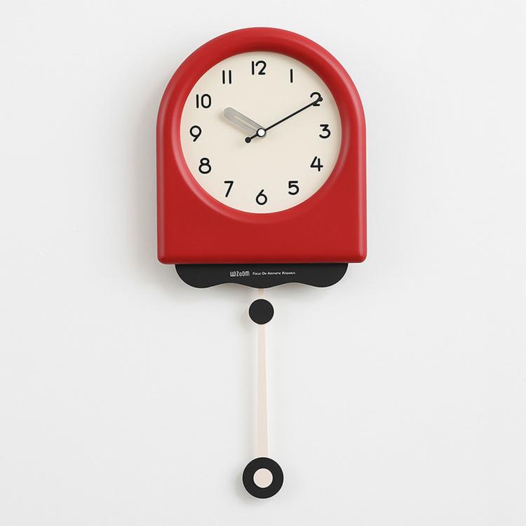 wozoom Orologio da parete a pendolo moderno, silenzioso, decorativo, in stile crema, per soggiorno, Medium With Second Hand Red, Medium Beige, Medium Red, Large Beige, Large Red