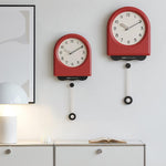wozoom Orologio da parete a pendolo moderno, silenzioso, decorativo, in stile crema, per soggiorno, Medium With Second Hand Red, Medium Beige, Medium Red, Large Beige, Large Red