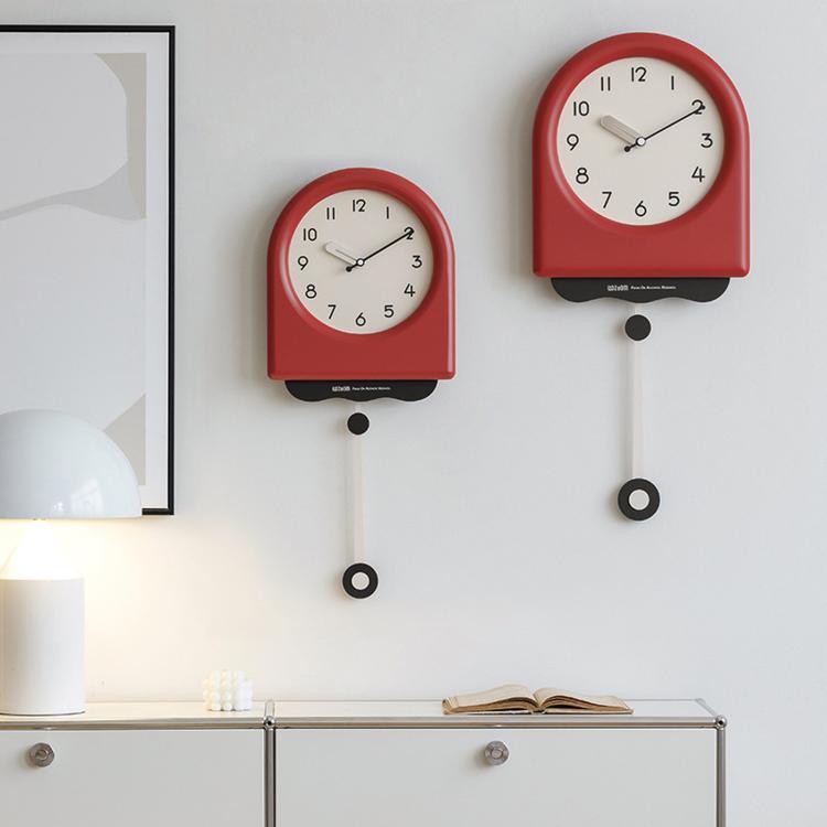 wozoom Orologio da parete a pendolo moderno, silenzioso, decorativo, in stile crema, per soggiorno, Medium With Second Hand Red, Medium Beige, Medium Red, Large Beige, Large Red
